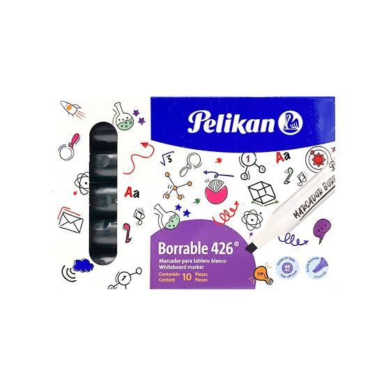 Marcador Pelikan 426 Borrable Negro Caja X10