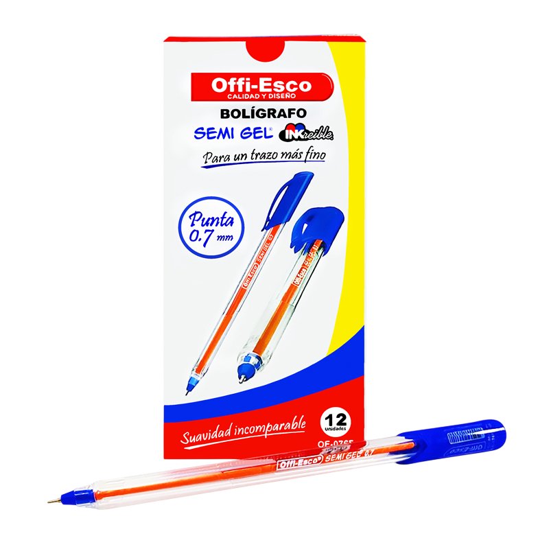 Esfero Caja Offiesco Gel Azul Oe044 X12