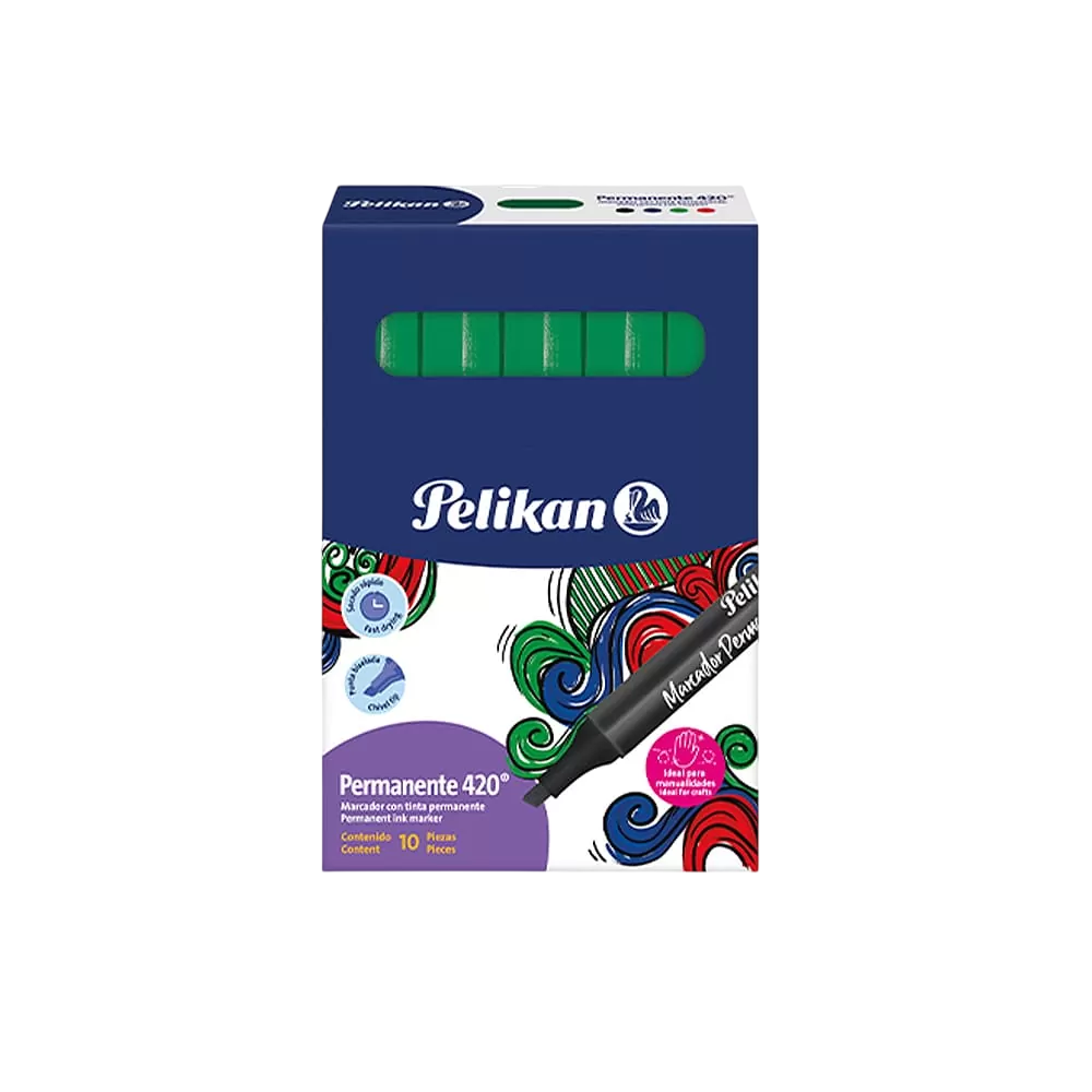 Marcador Pelikan 420 Permanente Verde Caja X10