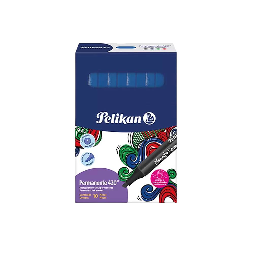 Marcador Pelikan 420 Permanente Azul Caja X10