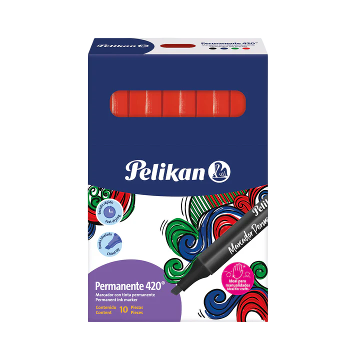 Marcador Pelikan 420 Permanente Rojo Caja X10